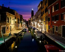 Fondamenta del squero Venice Boats and houses on the Fondamenta del squero Venice at night.